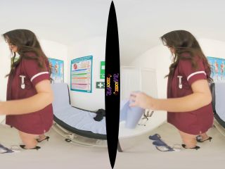 Busty Brunette Nurse Role Play Uniform Striptease (VR 180 3D-7