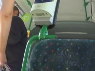 Geeky schoolgirl in public transport public -7