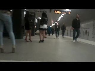 Perfect girl in high heels waits for  train-5