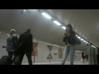 Perfect girl in high heels waits for  train-7