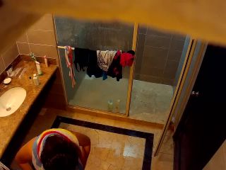 Chubby asian wife caught by camera in bathroom-7