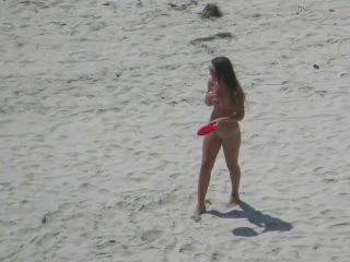 Nudist girl sucks at  frisbee-6