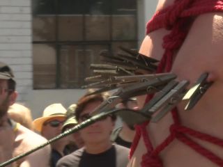 free xxx video 30 Bound hunk publicly tormented and gang fucked for his first Dore Alley on public undress bdsm-4
