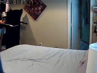 Horny blonde girl masturbating on the bed. hidden cam-0
