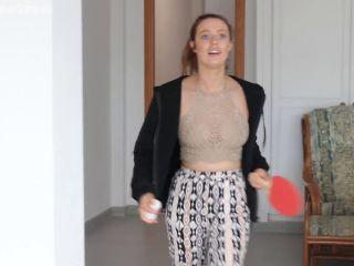 Hot Blonde First Time Topless With Giggling Tits Playing Ping Pong-0