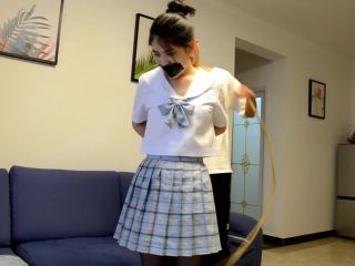 Asian Girls Bound and Gagged rope bondage shibari teacher student struggling-1