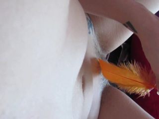 cuteblonde666 Feather teasing my hairy pussy - Tease & Denial-7