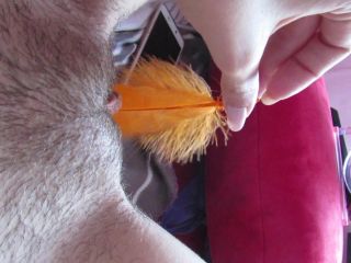 cuteblonde666 Feather teasing my hairy pussy - Tease & Denial-8