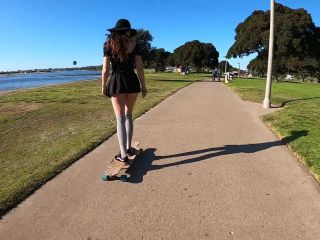 Shy Goth Exhibitionist Learning To Longboard Video-6