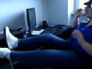 Lazy BBW Police Woman'S Smelly Socks And Feet (Big Feet, Socks, Bare Fe-1