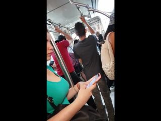 Busty girl from within public transport public -0
