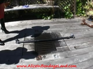 Deck Bondage with Puddles the Sissy - Guest Star Mistress Minax Latex!-6
