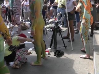 Public nudity with funny body paint-5
