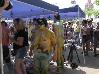 Public nudity with funny body paint-6