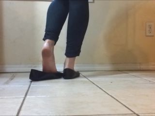 Dipping And Dangling Black Flats Foot!-5