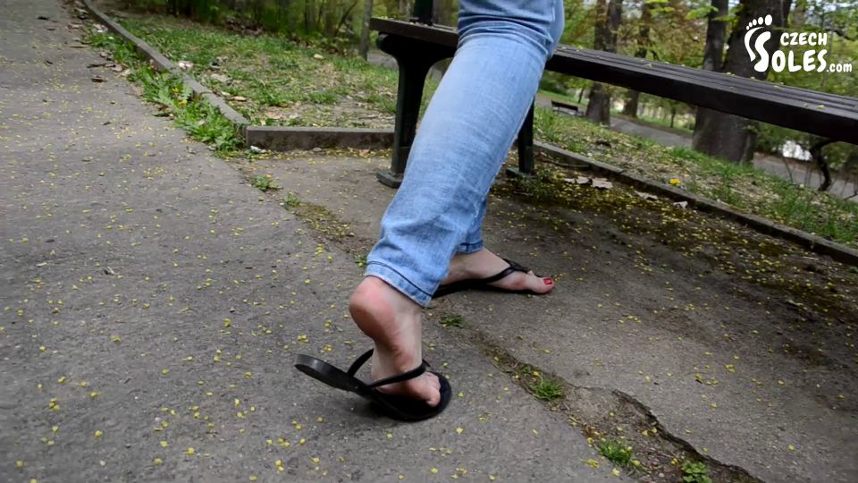 Barefoot Flip Flops At Park