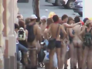 Naked students do a running protest-2