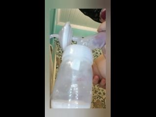 Masked mommy playing with her milk, squirting, sucking, and pumping-7