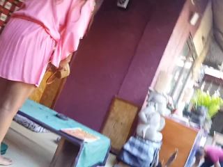 Dream4AngelUp Dress NO PANTIES at Exotic RESTAURANT # Public VOYEUR Flashing-1