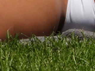 Close inspection of freshly shaved crotch in park-6