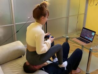 clip 33 Petite Princess FemDom - Gamer Kira In Leggings Uses Her Chair Slave While Playing - amateur - femdom porn fetish queen-3