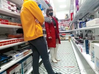 Exhibitionist wifeExhibitionist Wife red jacket  transparent dress in public store-6