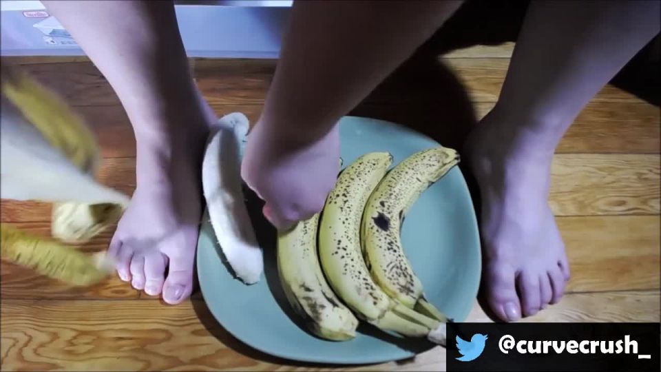 Squishing banana between toes! Foot!