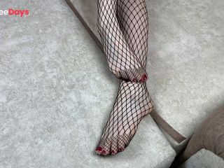 [GetFreeDays.com] Mistress in black fishnet stockings caresses her legs with pedicure Sex Film October 2022-0