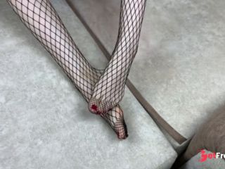 [GetFreeDays.com] Mistress in black fishnet stockings caresses her legs with pedicure Sex Film October 2022-9