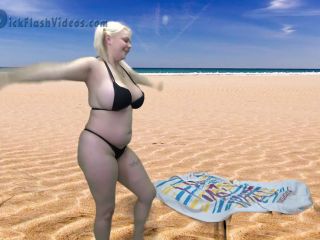 Blonde In A Thong Bikini Gets A CFNM DickFlash Cumshot In A Public Beac-0