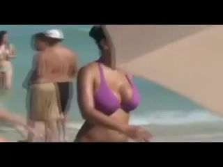 Girl's boobs bounce as she plays the  game-7