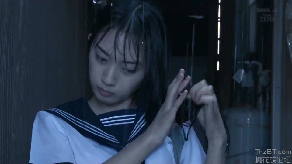 Schoolgirl An Tsujimoto stripped of her wet transparent uniform and fucked in the rain.