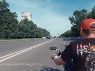 Naked Girl On A Motorcycle. Topless In The City 1080p-8