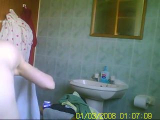 Blonde teenage girl in the  bathroom-5