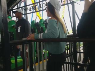 Super sexy girl in roller coaster line-7