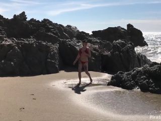 Girl RaeRiley in Public Beach Blowjob, hair fetish on smoking -0
