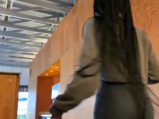 Slim black girl with braided hair down to her small  ass-9
