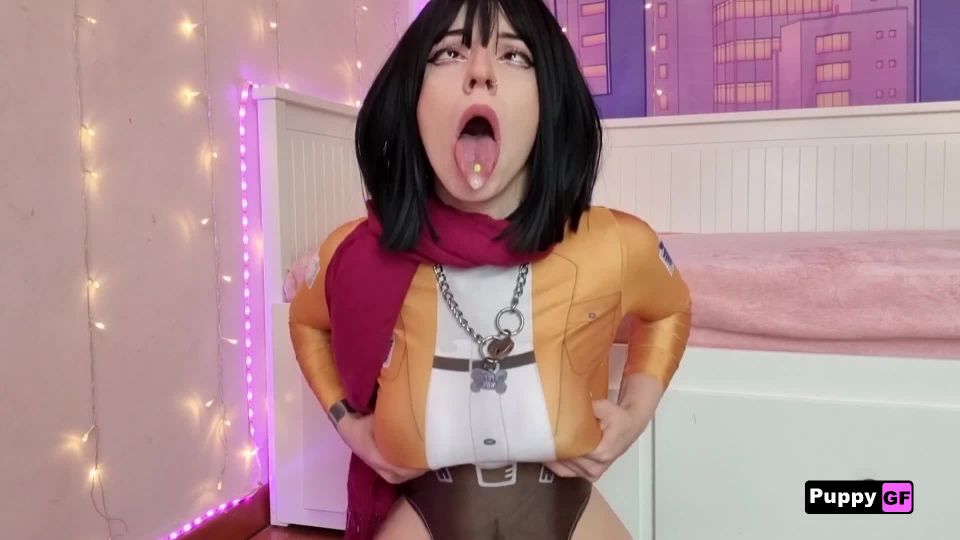 PuppyGirlfriend – Submissive Ahegao Busty Mikasa Intense JOI.